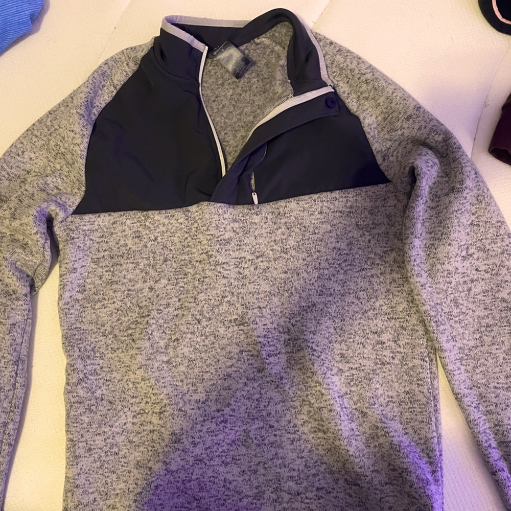 SMALL Grey fleece with Black Champions Quater Zip